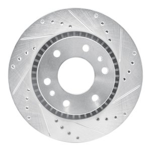 Buick Rainier Brake Rotor (1) - Front Right - R1 Concepts - Drilled & Slotted - Silver - `06-`09